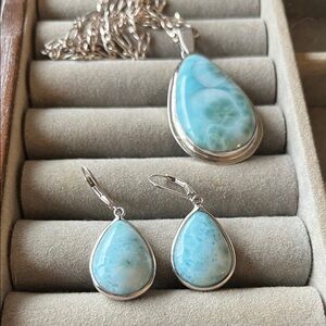 Elegant Silver and Blue Jewelry Set